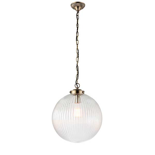Large Clear Ribbed Glass Pendant Light Lighting and Interiors