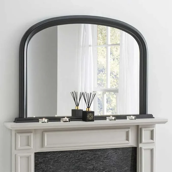 Black Overmantle Classic Mirror