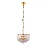 Brass Effect Pendant Light With Acrylic Crystal Droplets