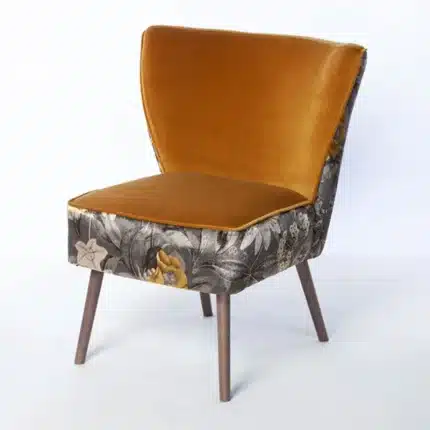 Cocktail Vintage Mustard and Passiflora Charcoal Chair