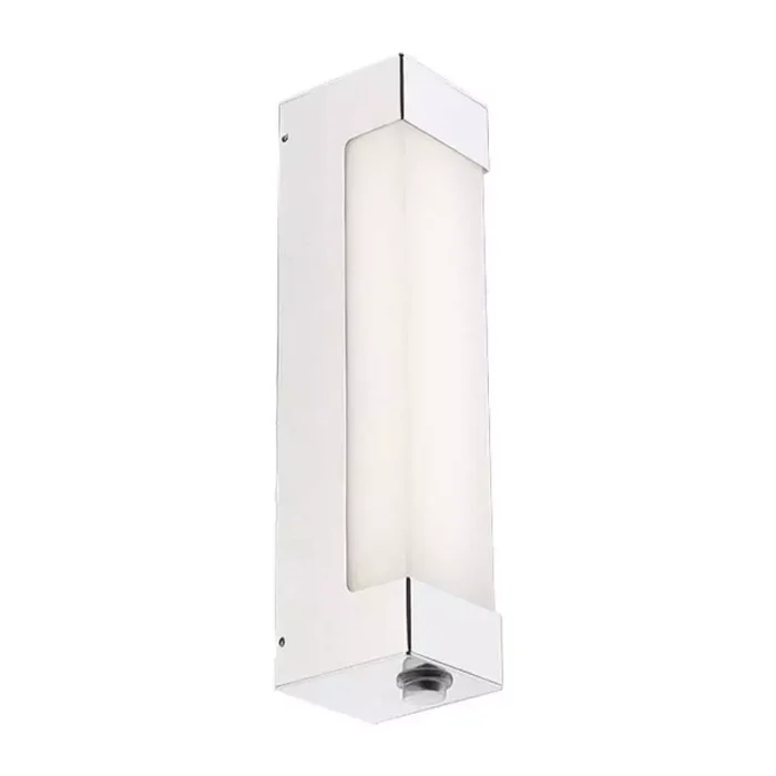 Modern bathroom wall light 30cm high in chrome finish