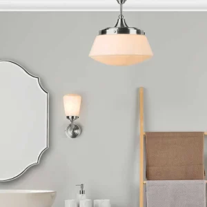 Opal Glass Semi Flush Bathroom Ceiling Light