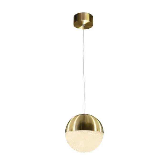 Orb pendant light in satin brass for kitchen island and living room