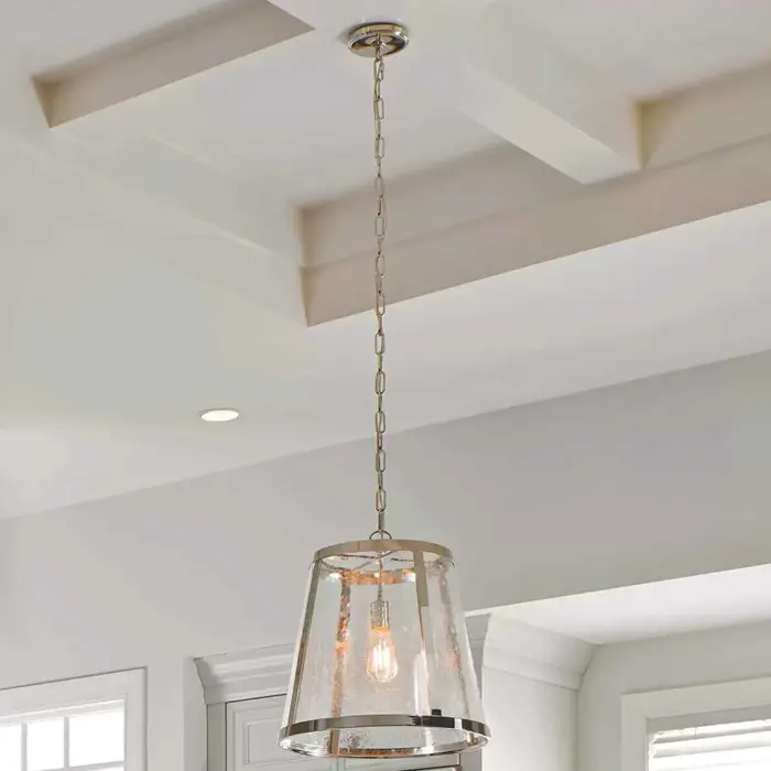 Traditional Style Seeded Glass Hanging Light