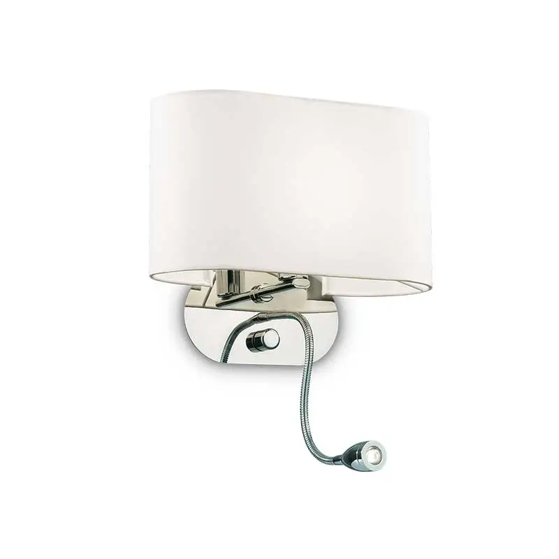 White Fabric Dual Chrome Wall Light