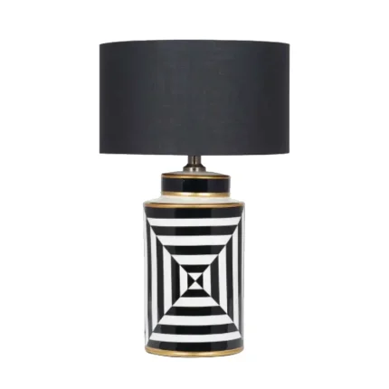 Black and White Stripe Ceramic Table Lamp