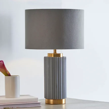 Grey Ceramic Gold Metal Table Lamp