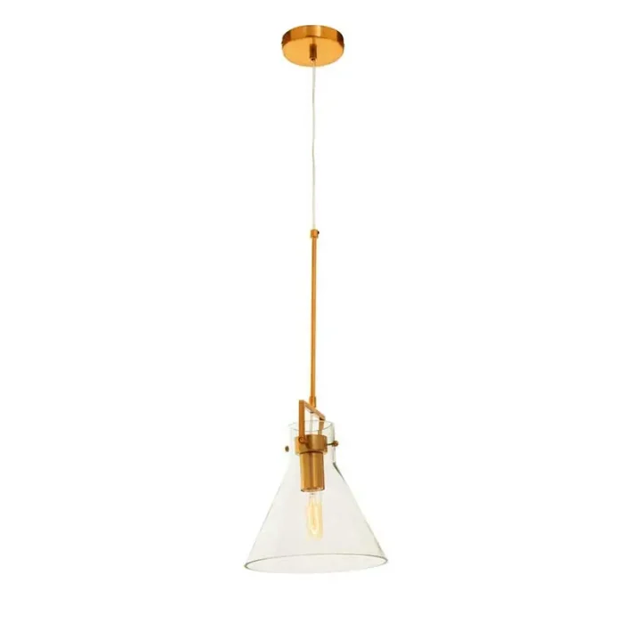 Conical Glass Shade Pendant Light in Bronze
