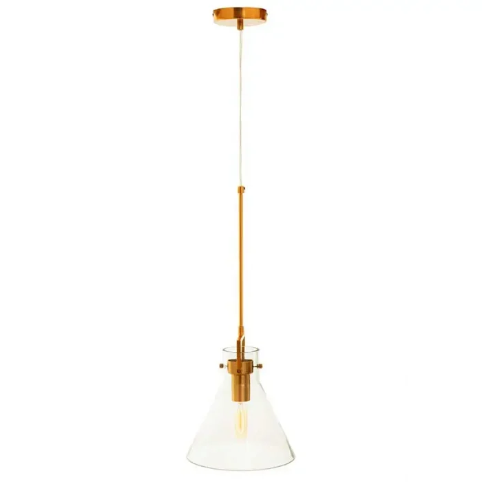 Conical Glass Shade Pendant Light in Bronze