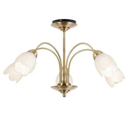 Antique Brass Floral Glass Shades Ceiling Light