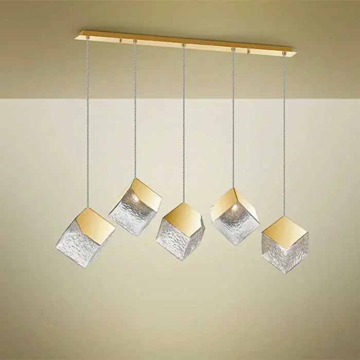 Cubic Shade Textured Glass Pendant Light