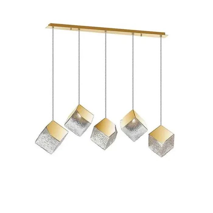 Cubic Shade Textured Glass Pendant Light