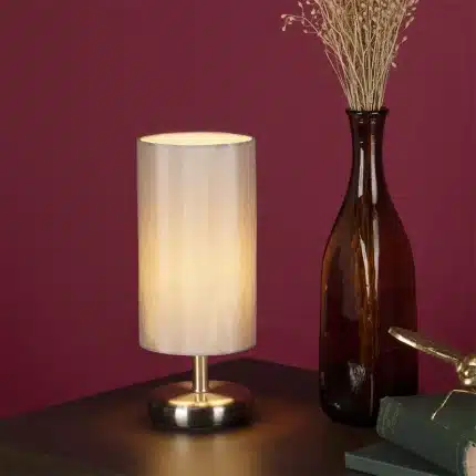 Satin Chrome Grey Textured Table Lamp