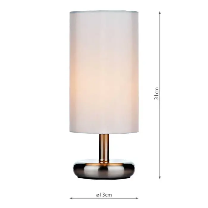 Satin Chrome Ivory Shade Table Lamp