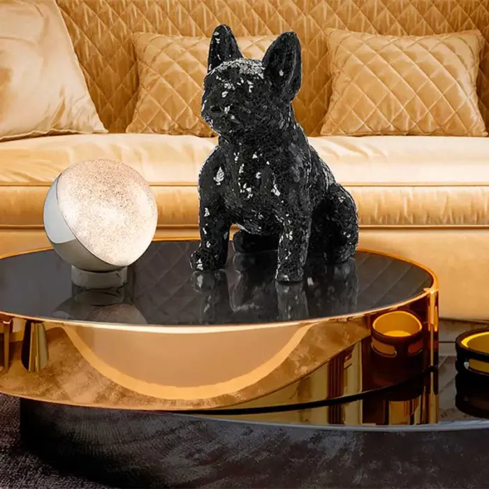 Decorative Seated Black Bulldog Figure