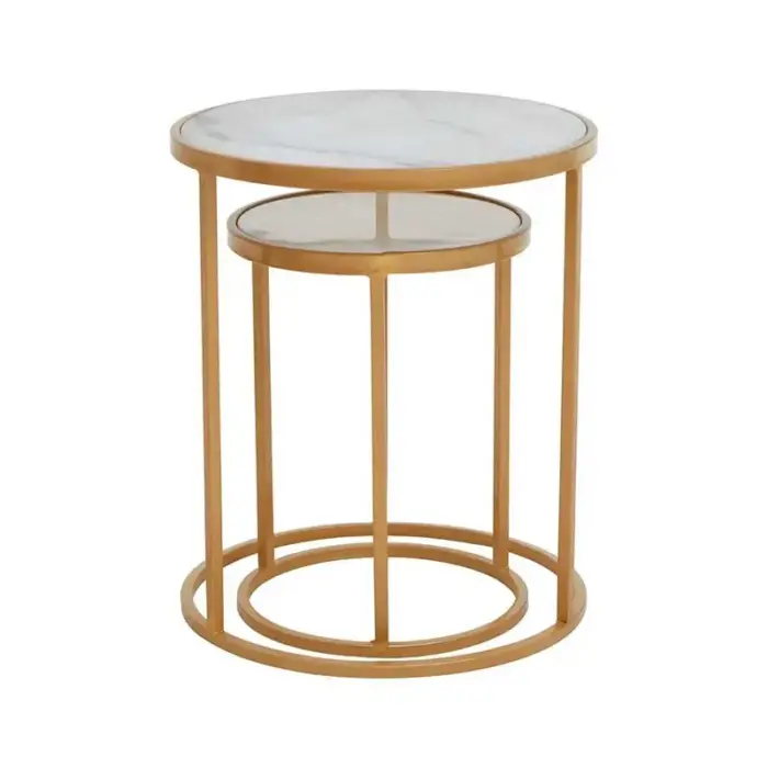 Marble Top Two Nesting Tables Set