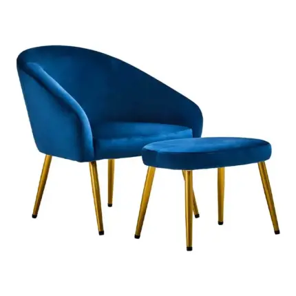 Midnight Blue Chair With Footstool
