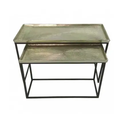 Set of 2 Black and Nickel Nesting Tables