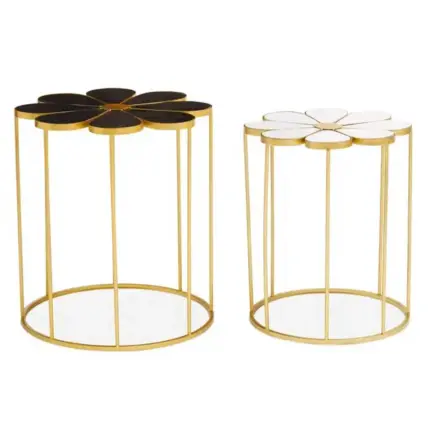 Set of 2 Black and White Petal Nesting Tables