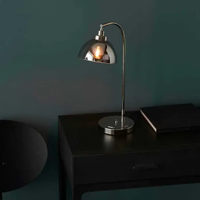 Modern bright nickel plated table lamp for living room, bedroom or dining room