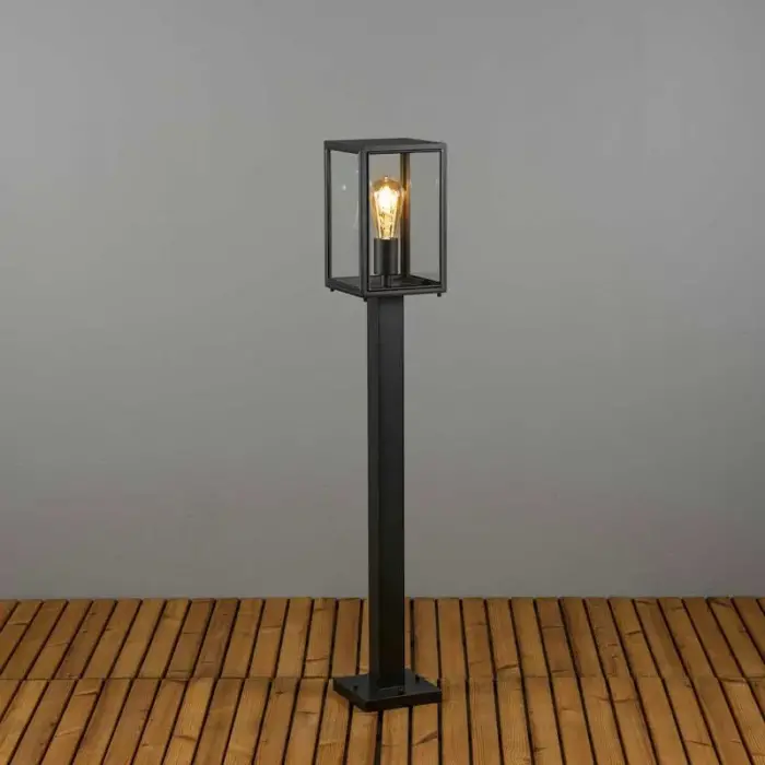 Box Head Post Bollard Light Black