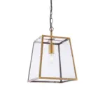 Antique Brass Glass Box Pendant Light