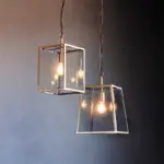 Antique Brass Glass Box Pendant Light