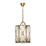 Gold Leaf White Thread Shade Pendant Light