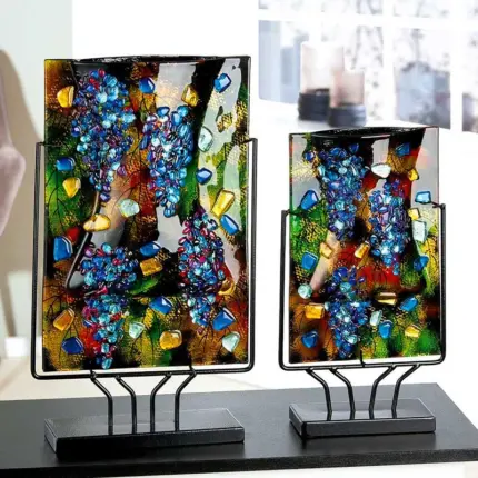 Multi Colour Flat Glass Art Vase