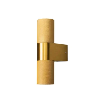 Gold up & down outdoor wall light for patio, entrance and garden areas