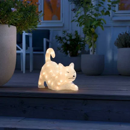 LED Acrylic Laying Cat Garden Decoration