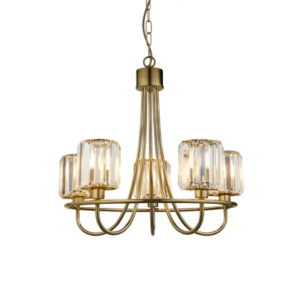 5 light pendant light in antique brass plated finish