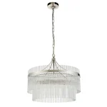 5 light pendant light in polished nickel finish with clear glass