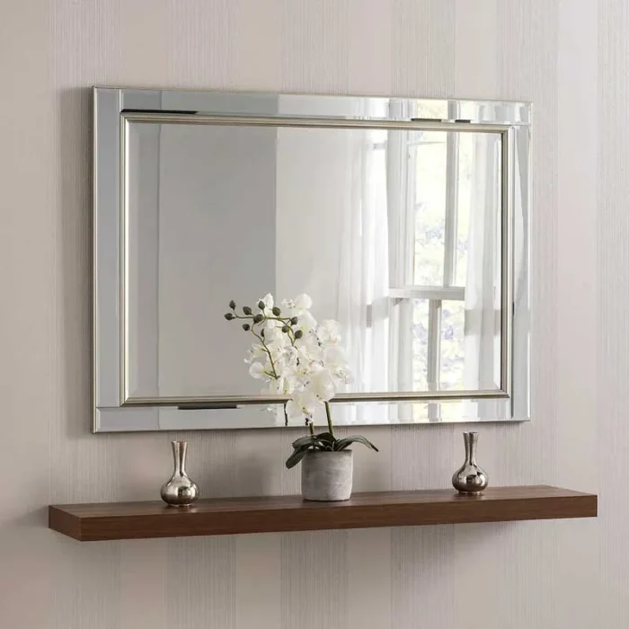 Silver Trim Modern Wall Mirror