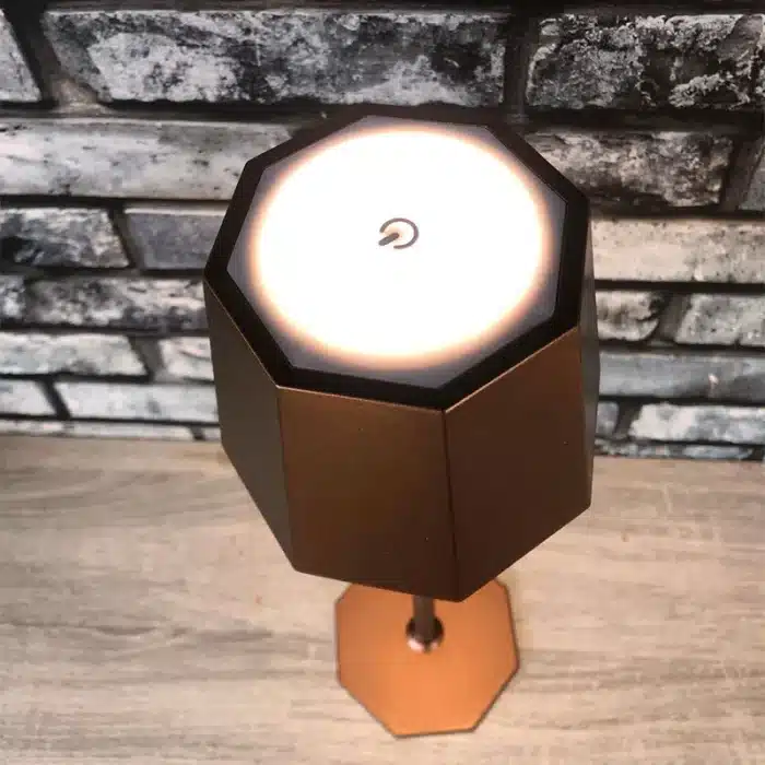 Brown touch control rechargeable table lamp for indoor and outdoor use