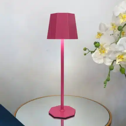 Pink touch control rechargeable table lamp for indoor and outdoor use