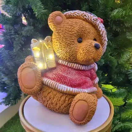 Teddy Bear With Gift Box Christmas Table Decoration