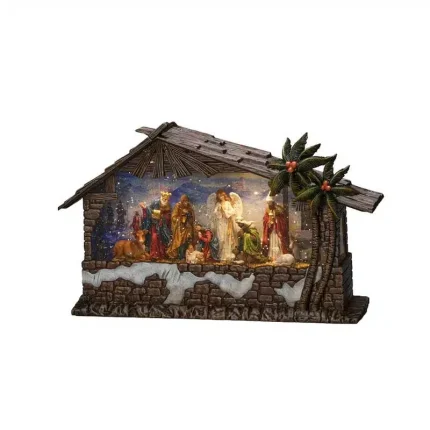 Water Lantern Nativity Scene With Timer