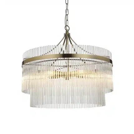 5 Light Antique Brass Clear Glass Pendant Light