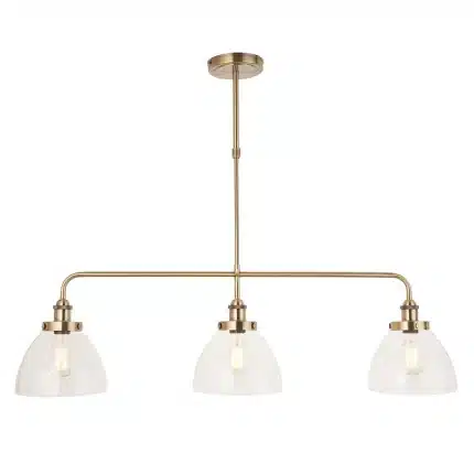 Antique Brass Clear Glass Linear Pendant Light