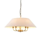 Antique Brass Pendant Light With Natural Linen Shade