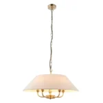 Antique Brass Pendant Light With Natural Linen Shade