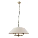 Antique Brass Pendant Light With Natural Linen Shade
