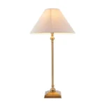 Antique Brass Table Lamp With Natural Linen Shade