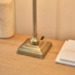 Antique Brass Table Lamp With Natural Linen Shade