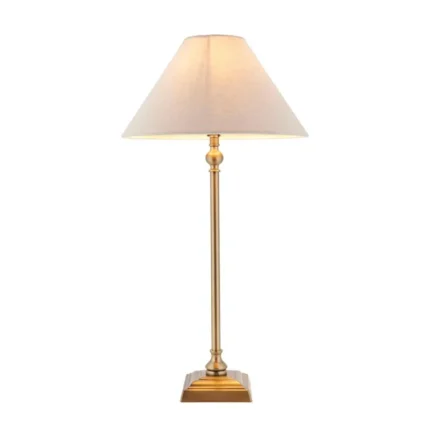 Antique Brass Table Lamp With Natural Linen Shade