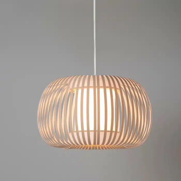 Stone Colour Fabric Shade Pendant Light 38CM