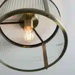 Flush ceiling pendant light antique brass bottom angle