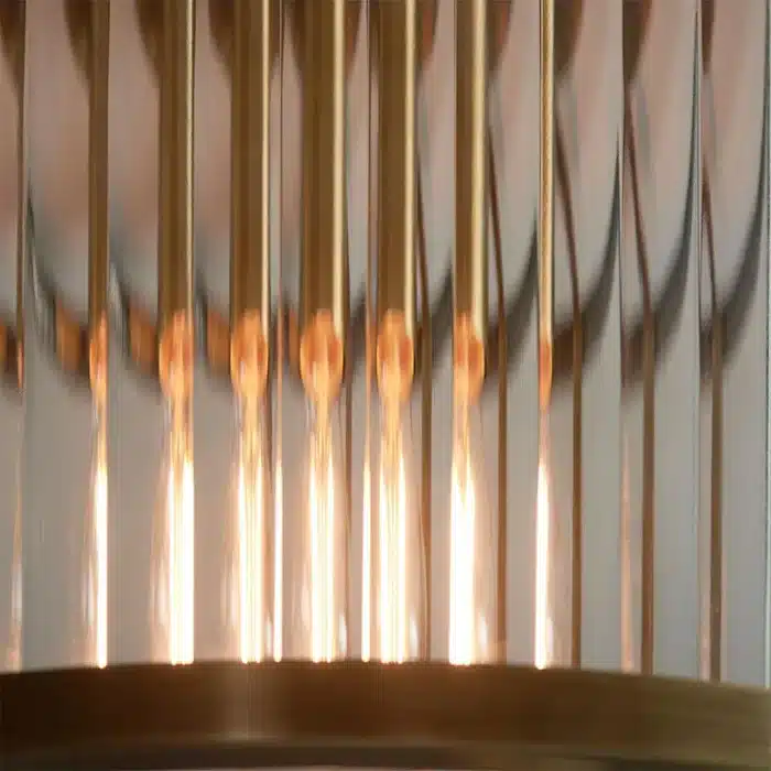 Flush ceiling pendant light antique brass ribbed glass view