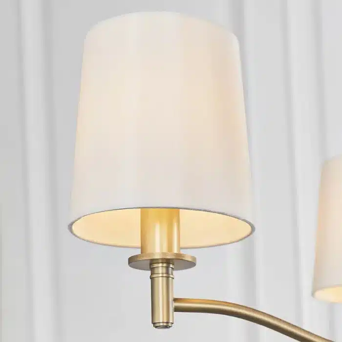 Matt antique brass pendant light white vintage shade view